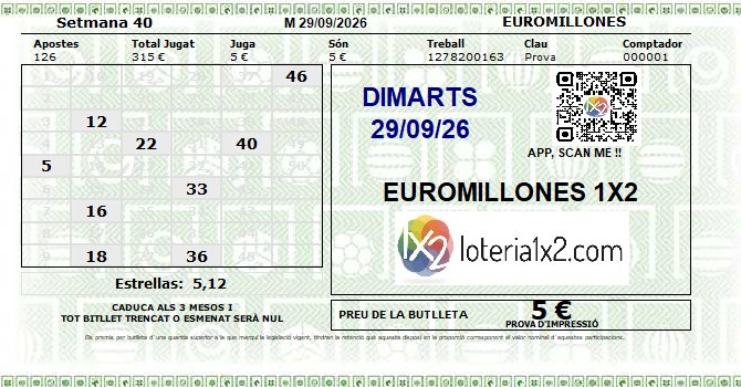 💰💰 EUROMILLONES 1X2 💰💰 - 29/09/26
