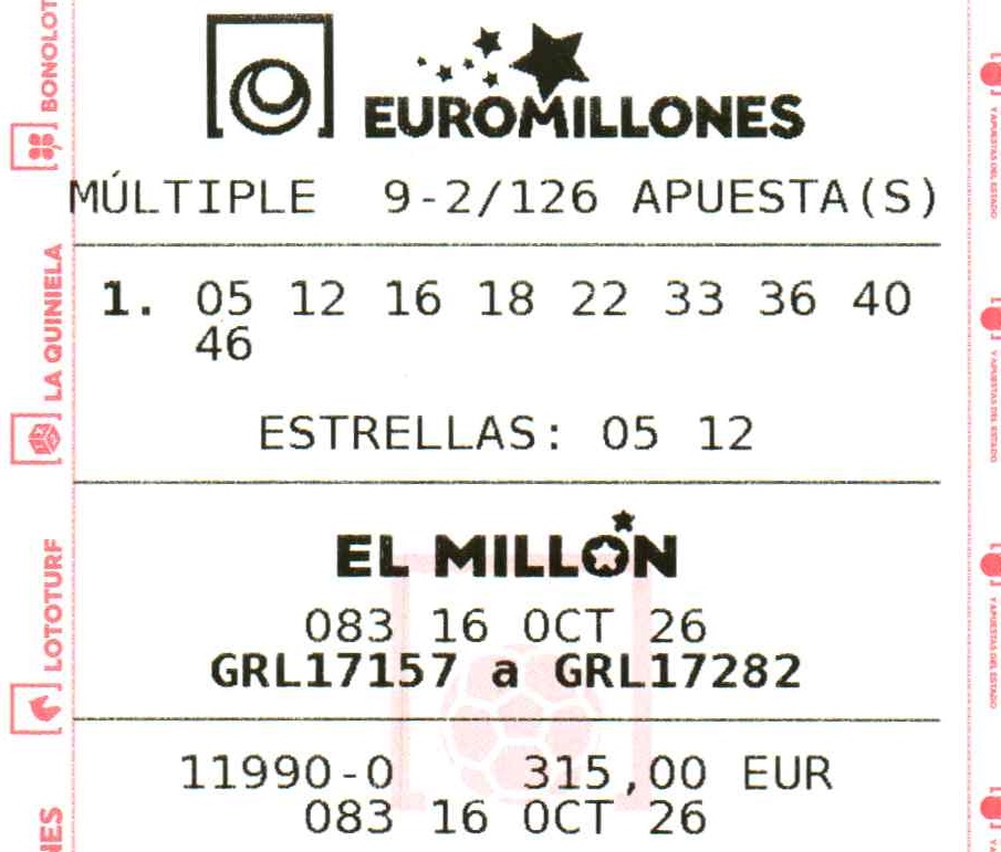 💰💰 EUROMILLONES 1X2 💰💰 - 16/10/26